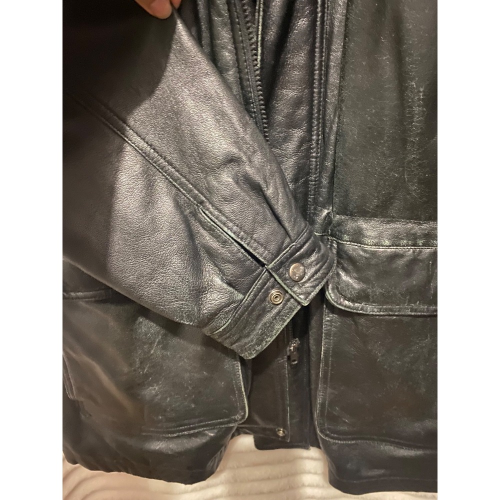 Wilson's Leather Men's Black Leather Coat Large Thinsulate Zip Out Liner Winter - Picture 3 of 15
